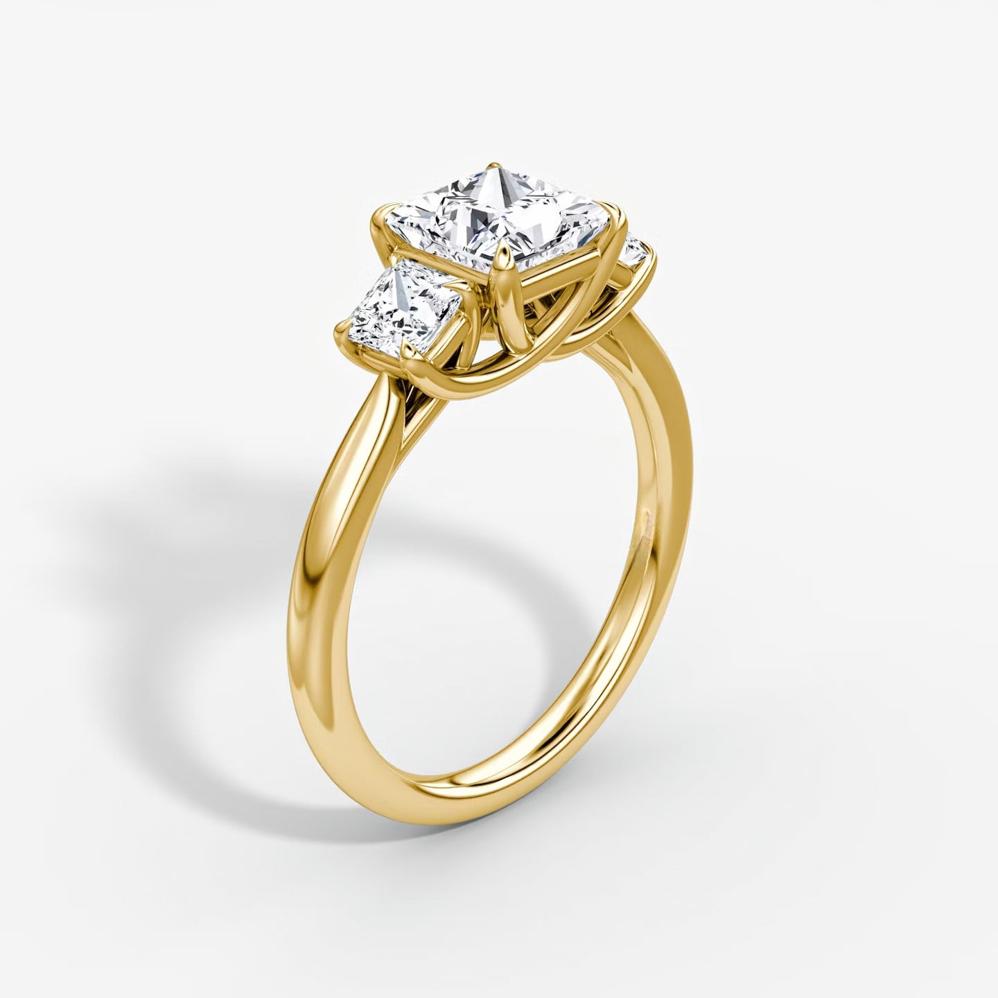 Trellis Three Stone Princess Plain Engagement Ring