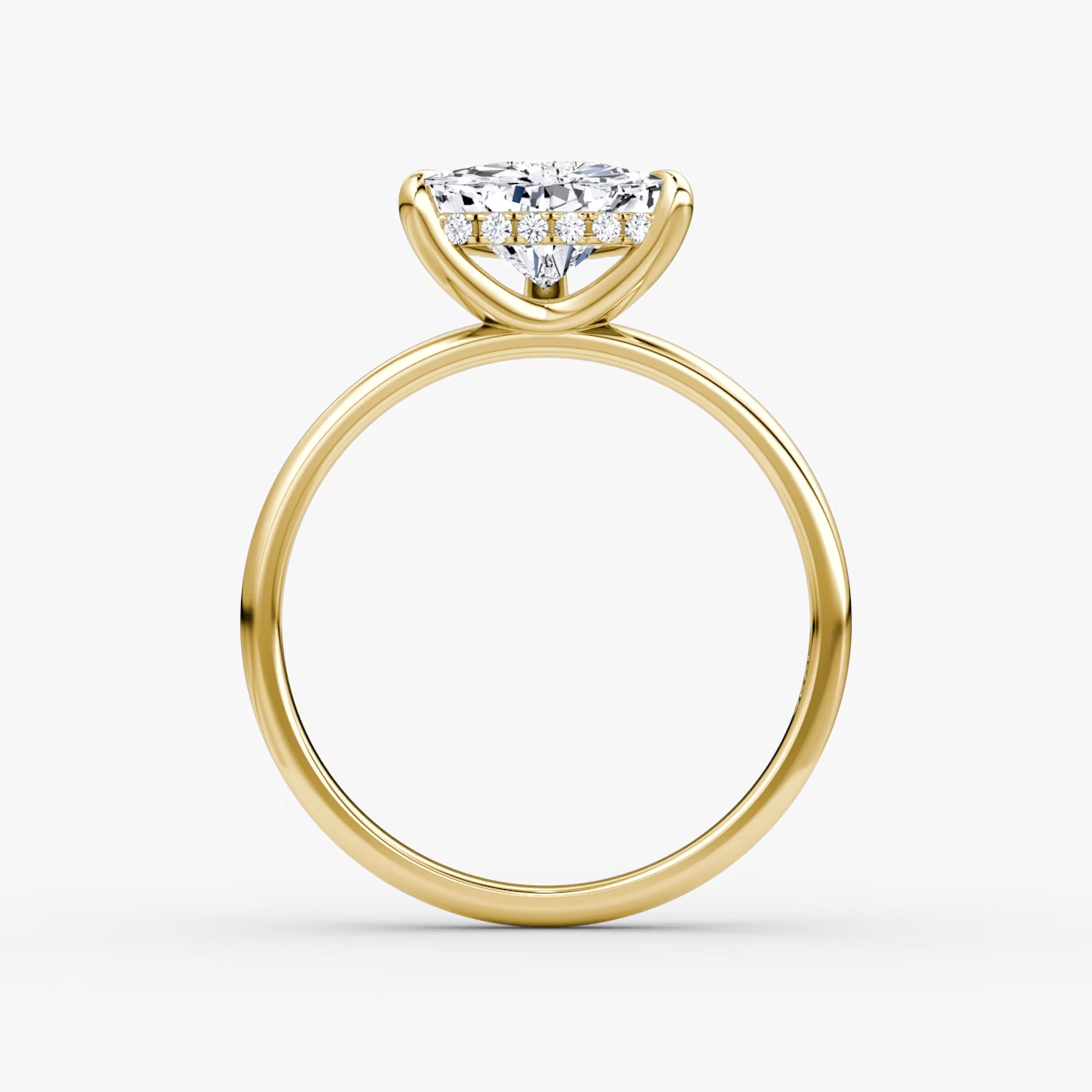 The Classic Hidden Halo Trillion Engagement Ring in Plain Large Band