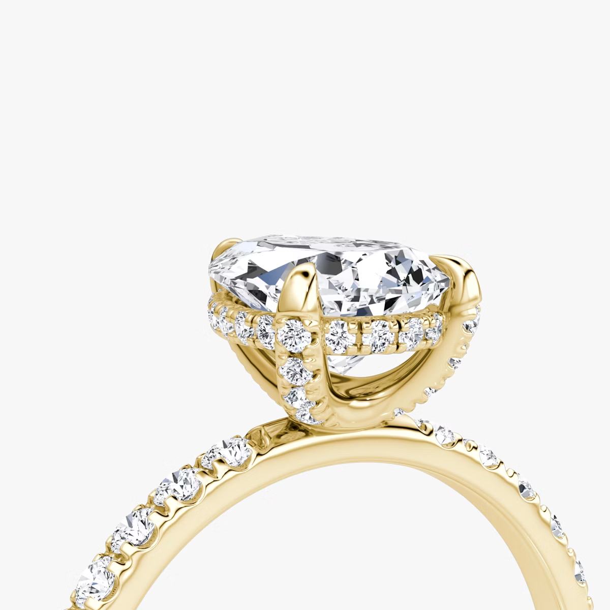 The Classic Hidden Halo Pear Engagement Ring in Pave Large Band