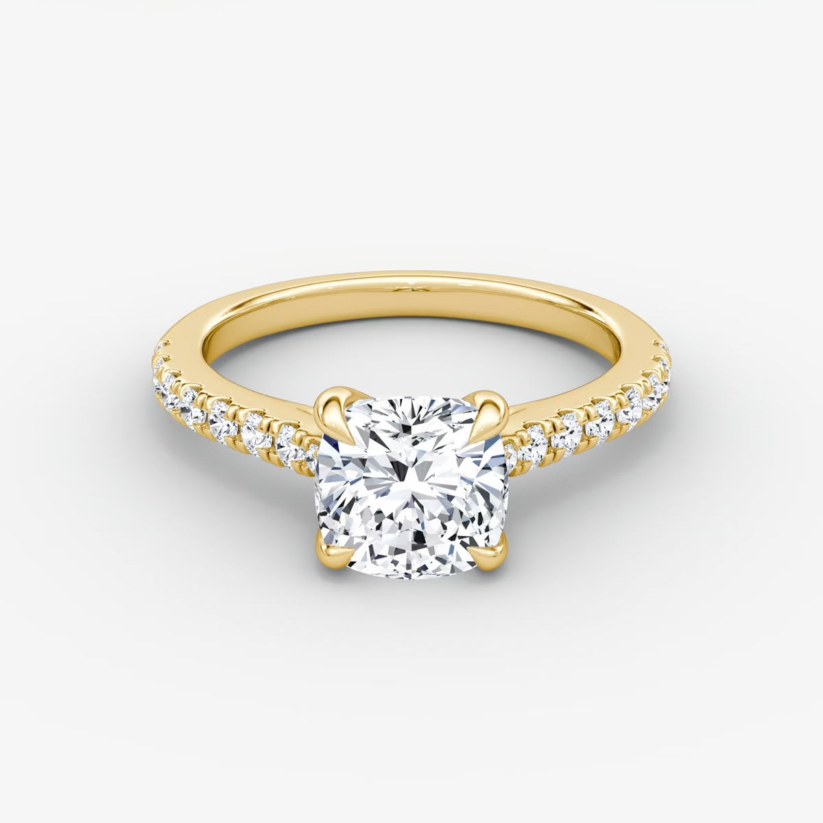 Trellis Cathedral Cushion Pave Engagement Ring