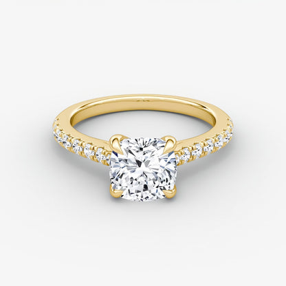 Trellis Cathedral Cushion Pave Engagement Ring