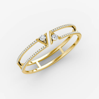 Pave V Double Row Bangle