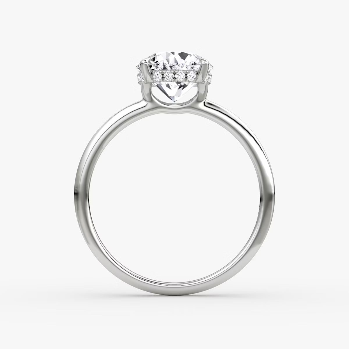 The Signature Round Brilliant Engagement Ring in Plain Standard Band and Hidden Halo Setting Style