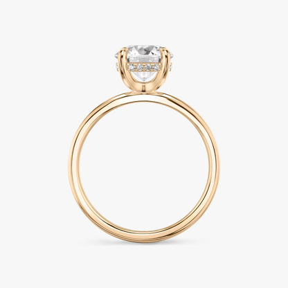 The Classic Hidden Halo Round Brilliant Engagement Ring in Plain Standard Band and Plain Prong