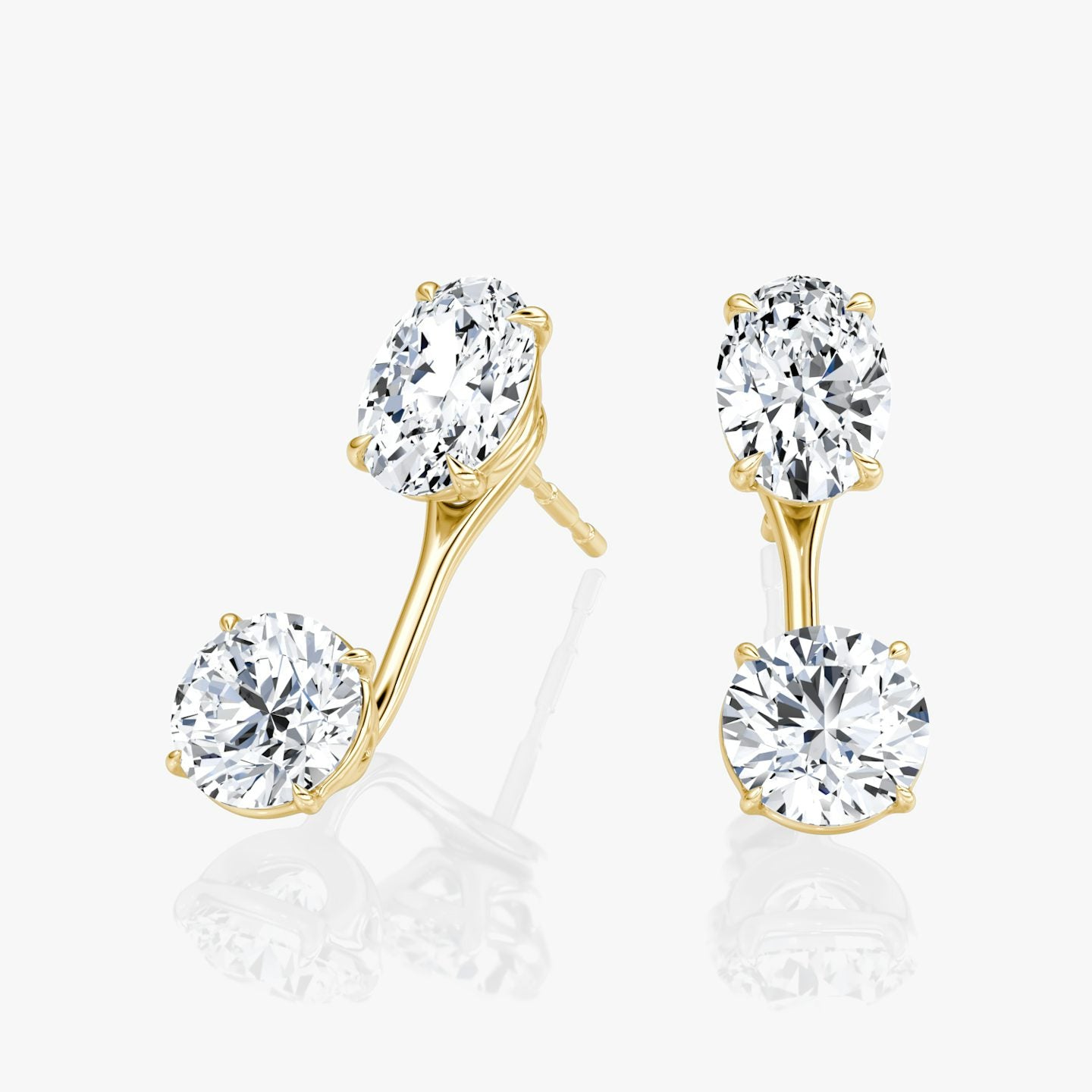 Oval Solitaire Stud & Round Ear Jacket