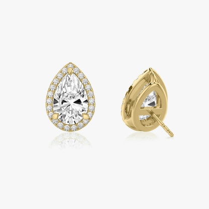 Pear Halo Stud