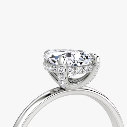 The Classic Hidden Halo Pear Engagement Ring in Plain Large Band