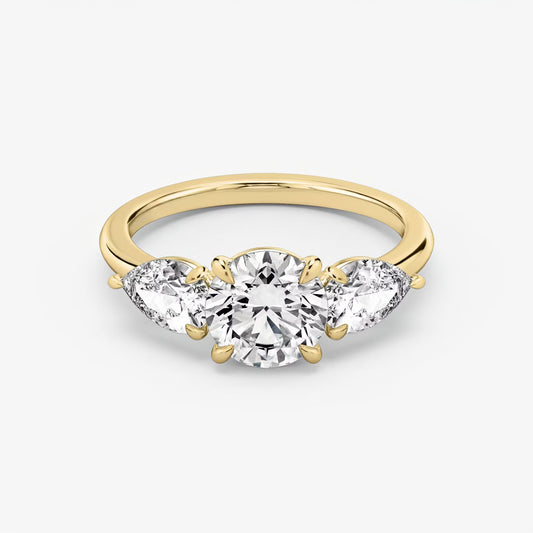 Three Stone Engagement Ring Plain in Round Brilliant