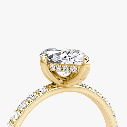 The Classic Hidden Halo Marquise Engagement Ring in Pave Large Band