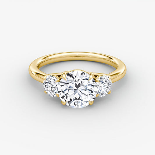 Trellis Three Stone Round Plain Engagement Ring