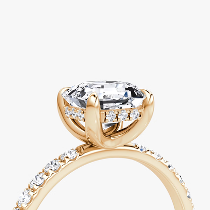 The Classic Hidden Halo Princess Engagement Ring in Pave Large Band