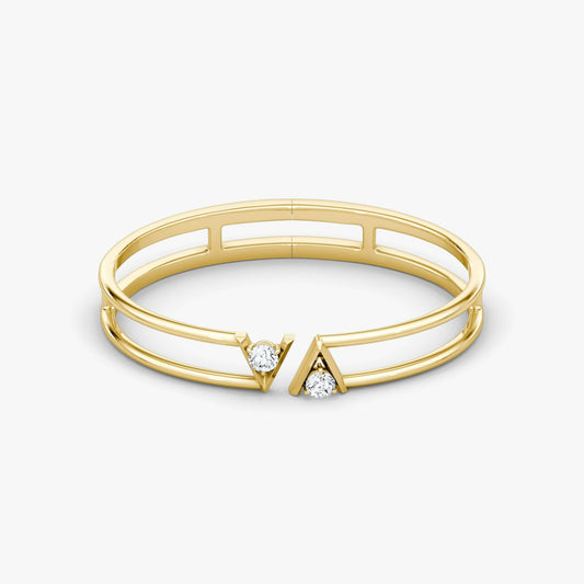 Plain V Double Row Bangle