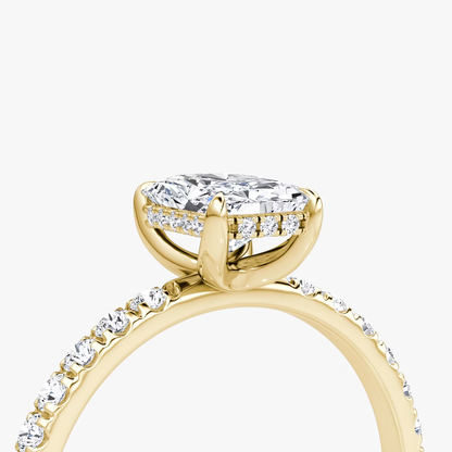 The Classic Hidden Halo Radiant Engagement Ring in Pave Large Band