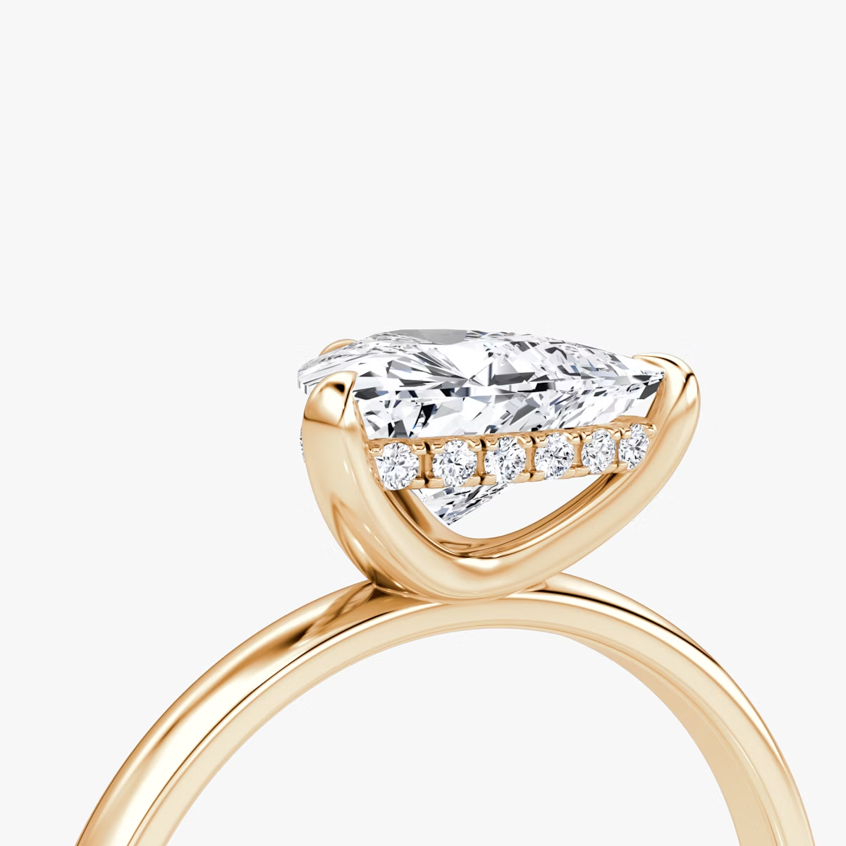 The Classic Hidden Halo Trillion Engagement Ring in Plain Large Band