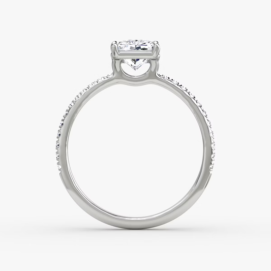 The Signature  Radiant Engagement Ring in Pave Standard Band