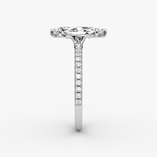 The Signature  Marquise Engagement Ring in Pave Standard Band