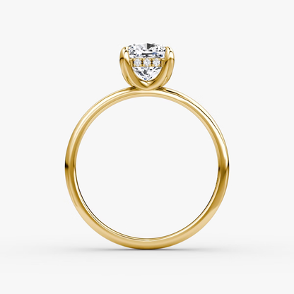 The Classic Hidden Halo Cushion Engagement Ring in Plain Standard Band