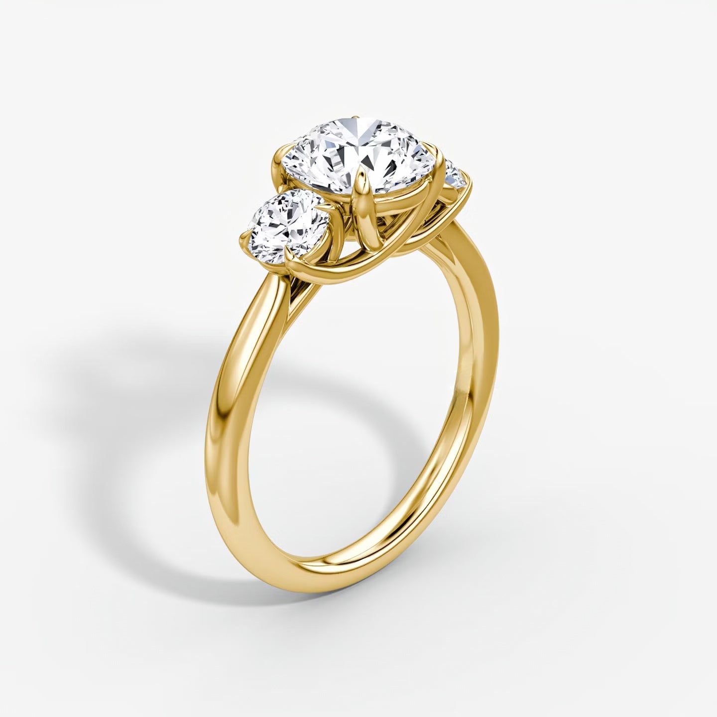 Trellis Three Stone Round Plain Engagement Ring