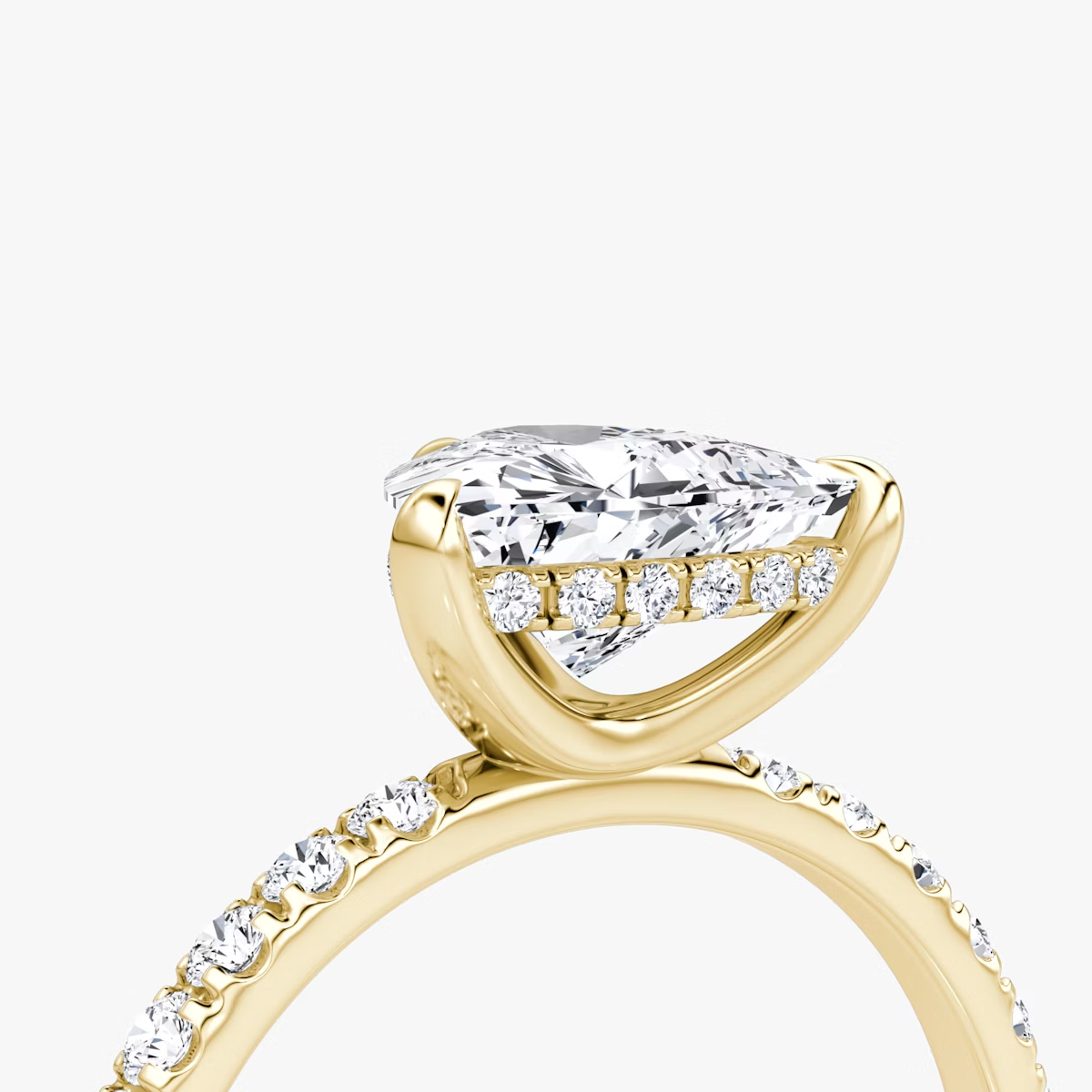 The Classic Hidden Halo Trillion Engagement Ring in Pave Large Band