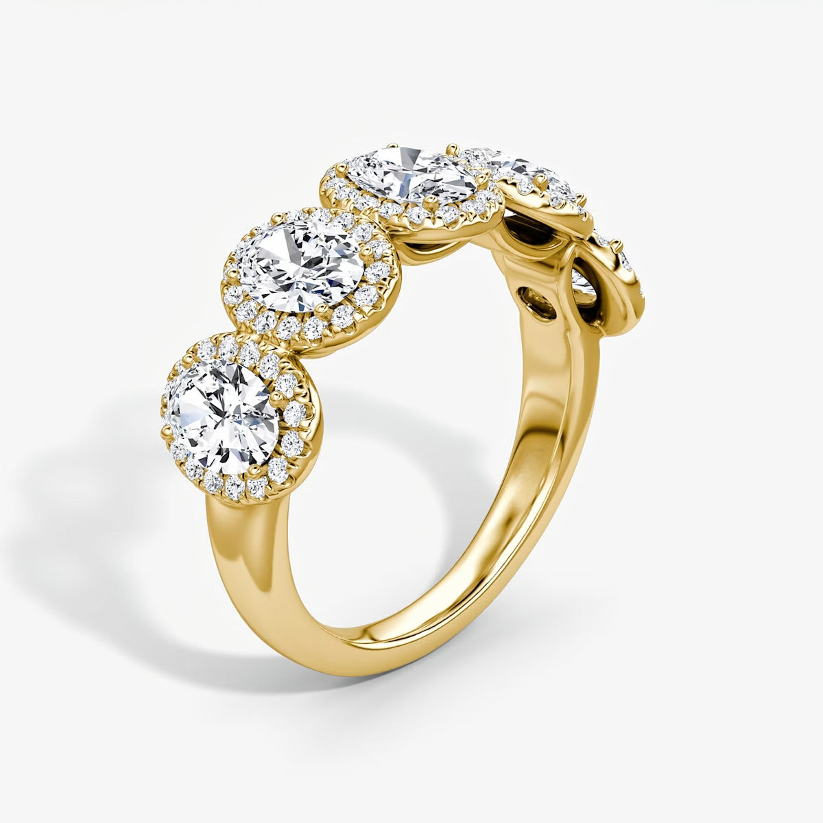 Oval Five Stone Halo Band