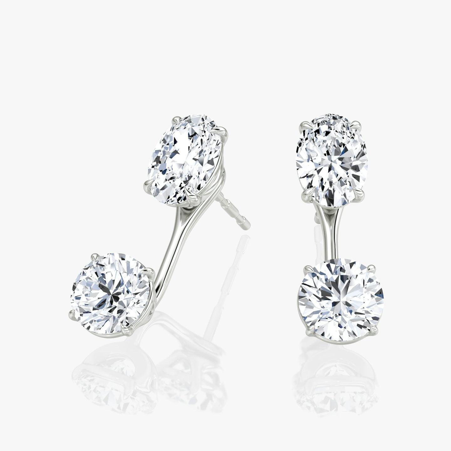 Oval Solitaire Stud & Round Ear Jacket