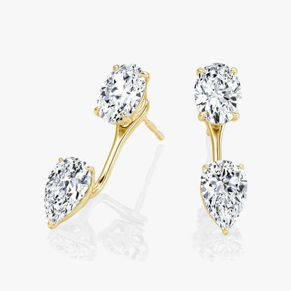 Oval Solitaire Stud & Pear Ear Jacket