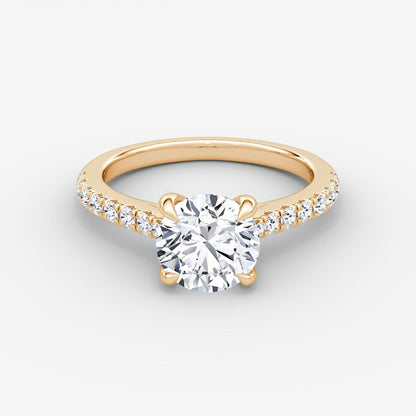 Trellis Cathedral Round Pave Engagement Ring