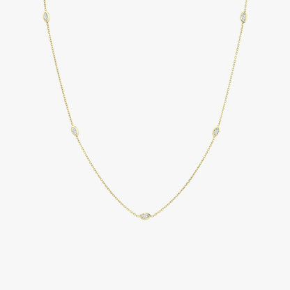 Marquise Knife Edge Bezel Station Necklace