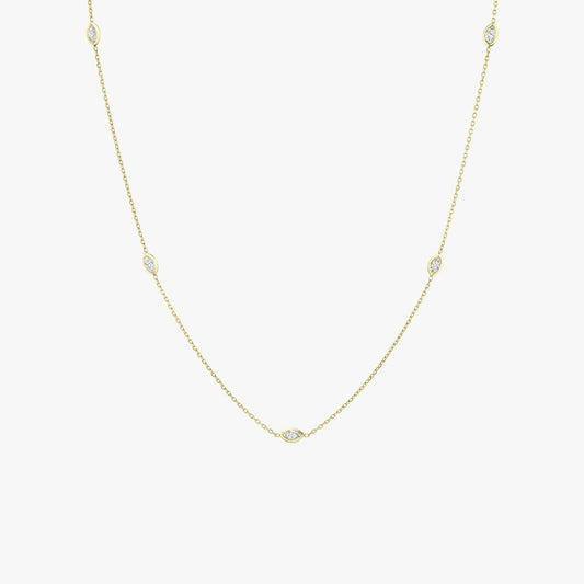 Marquise Knife Edge Bezel Station Necklace