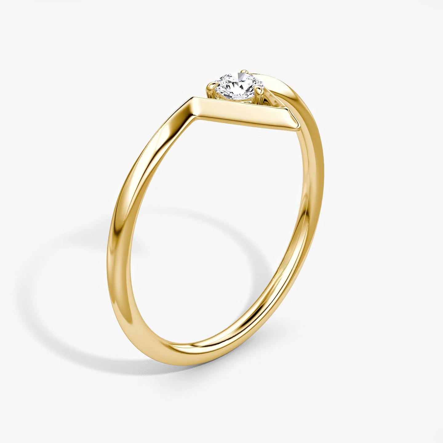 V Solitaire Ring