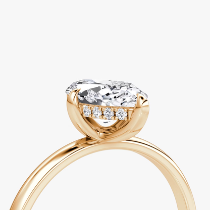 The Classic Hidden Halo Marquise Engagement Ring in Plain Large Band