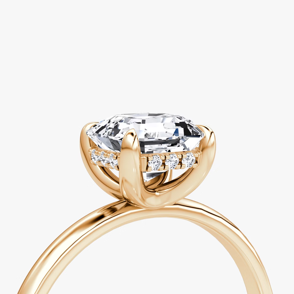 The Classic Hidden Halo Asscher Engagement Ring in Plain Standard Band