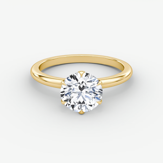 The V Round Brilliant Engagement Ring in Plain Band