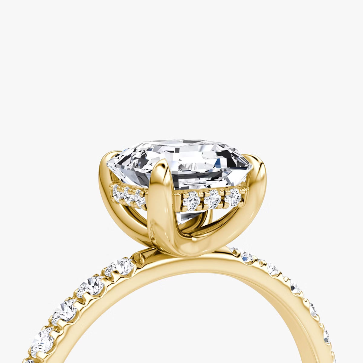 The Classic Hidden Halo Asscher Engagement Ring in Pave Large Band