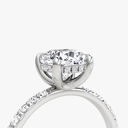 The Classic Hidden Halo Cushion Engagement Ring in Pave Standard Band