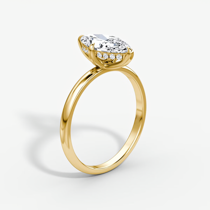 The Classic Hidden Halo Marquise Engagement Ring in Plain Standard Band