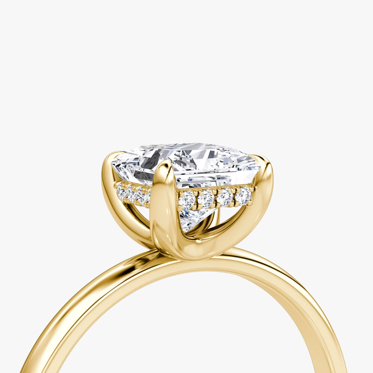 The Classic Hidden Halo Princess Engagement Ring in Plain Standard Band