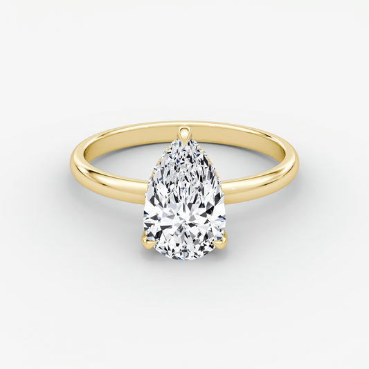 The Classic Hidden Halo Pear Engagement Ring in Plain Large Band