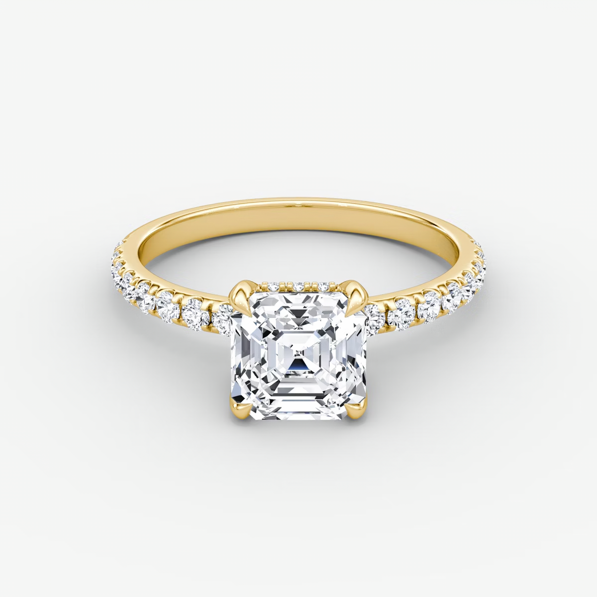 The Classic Hidden Halo Princess Engagement Ring in Pave Standard Band