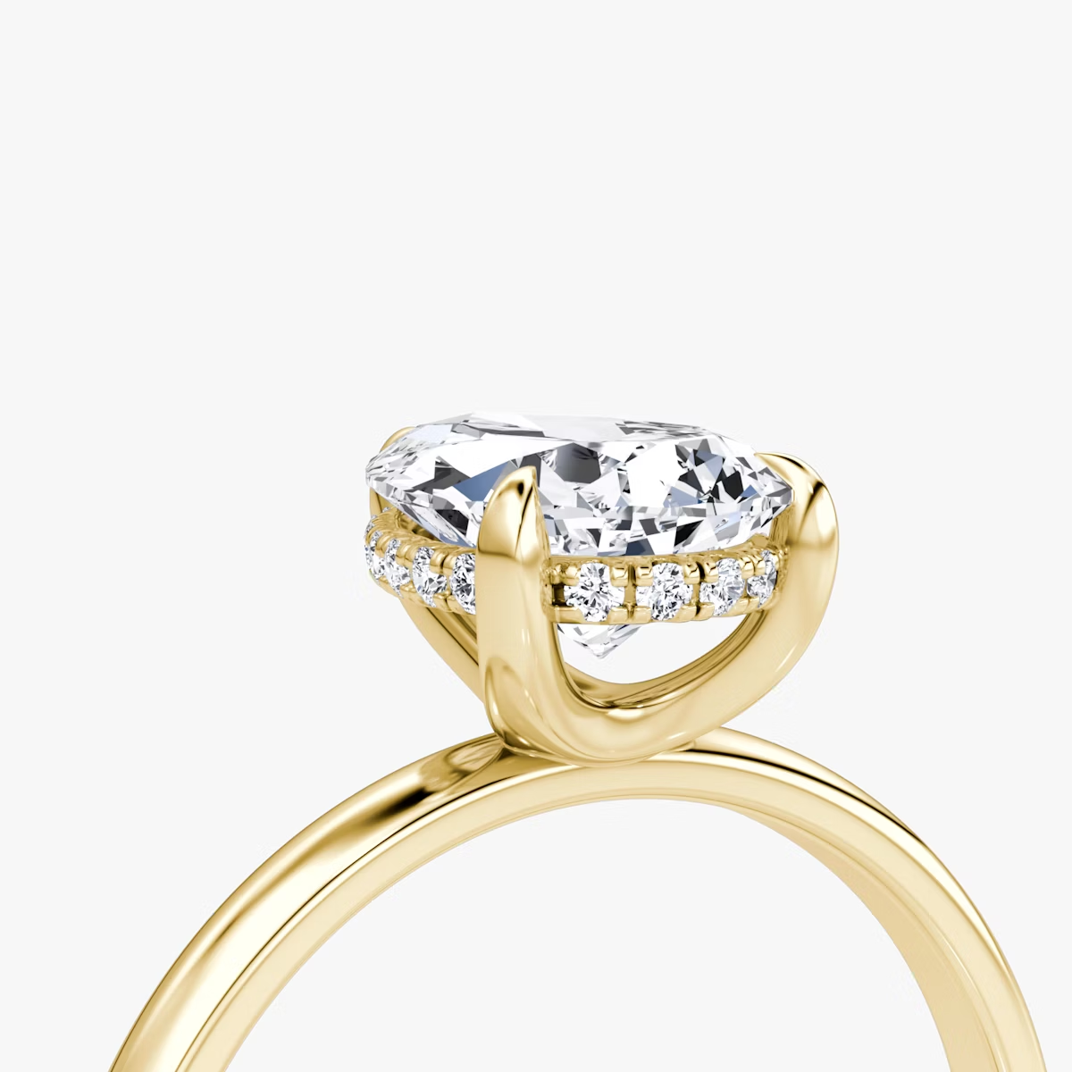 The Classic Hidden Halo Pear Engagement Ring in Plain Large Band