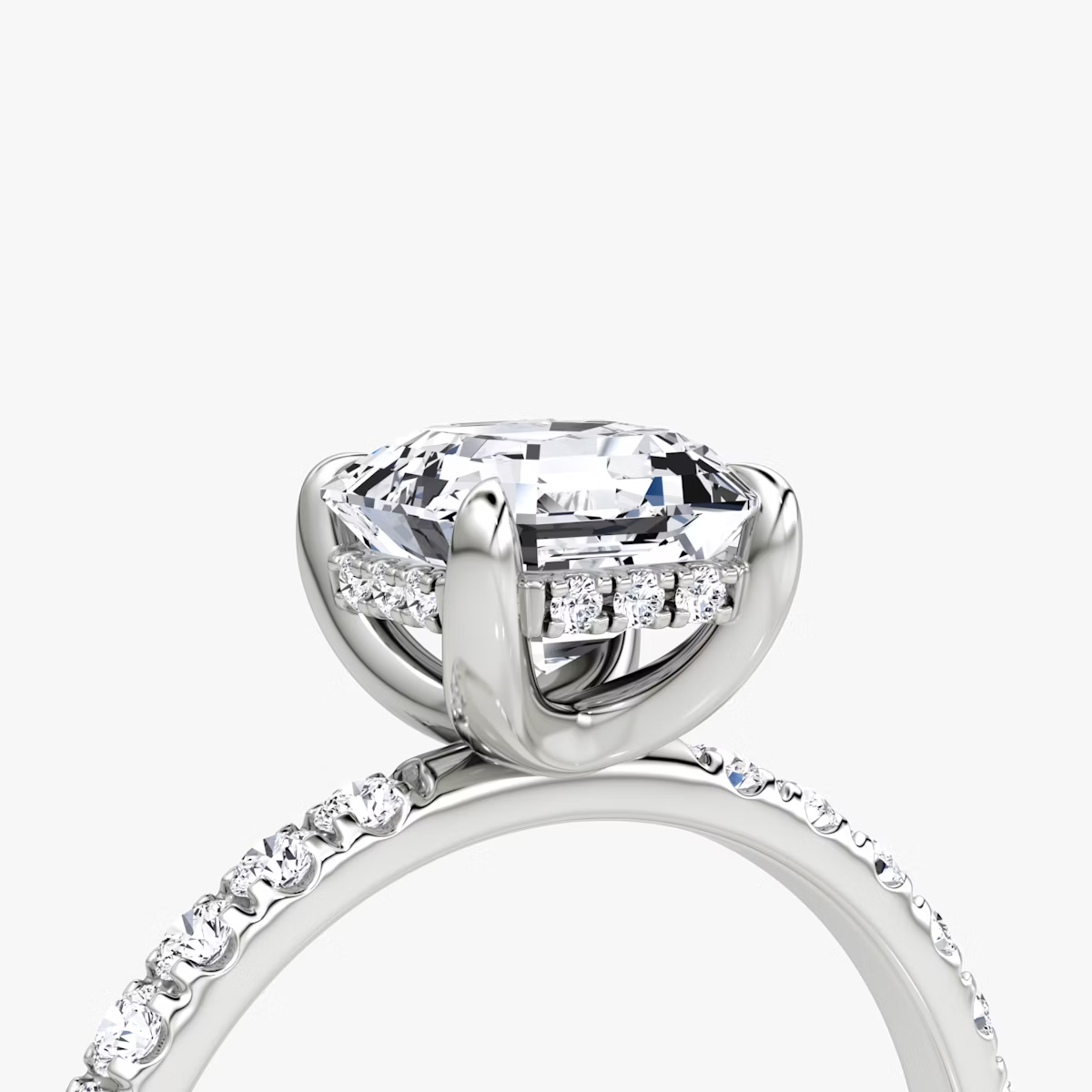 The Classic Hidden Halo Asscher Engagement Ring in Pave Standard Band