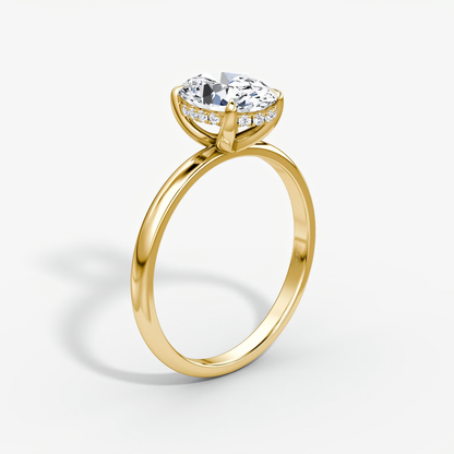 The Classic Hidden Halo Oval Engagement Ring in Plain Large Band