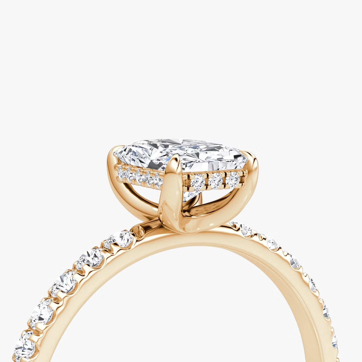 The Classic Hidden Halo Radiant Engagement Ring in Pave Standard Band