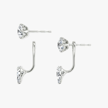 Round Solitaire Stud & Pear Ear Jacket