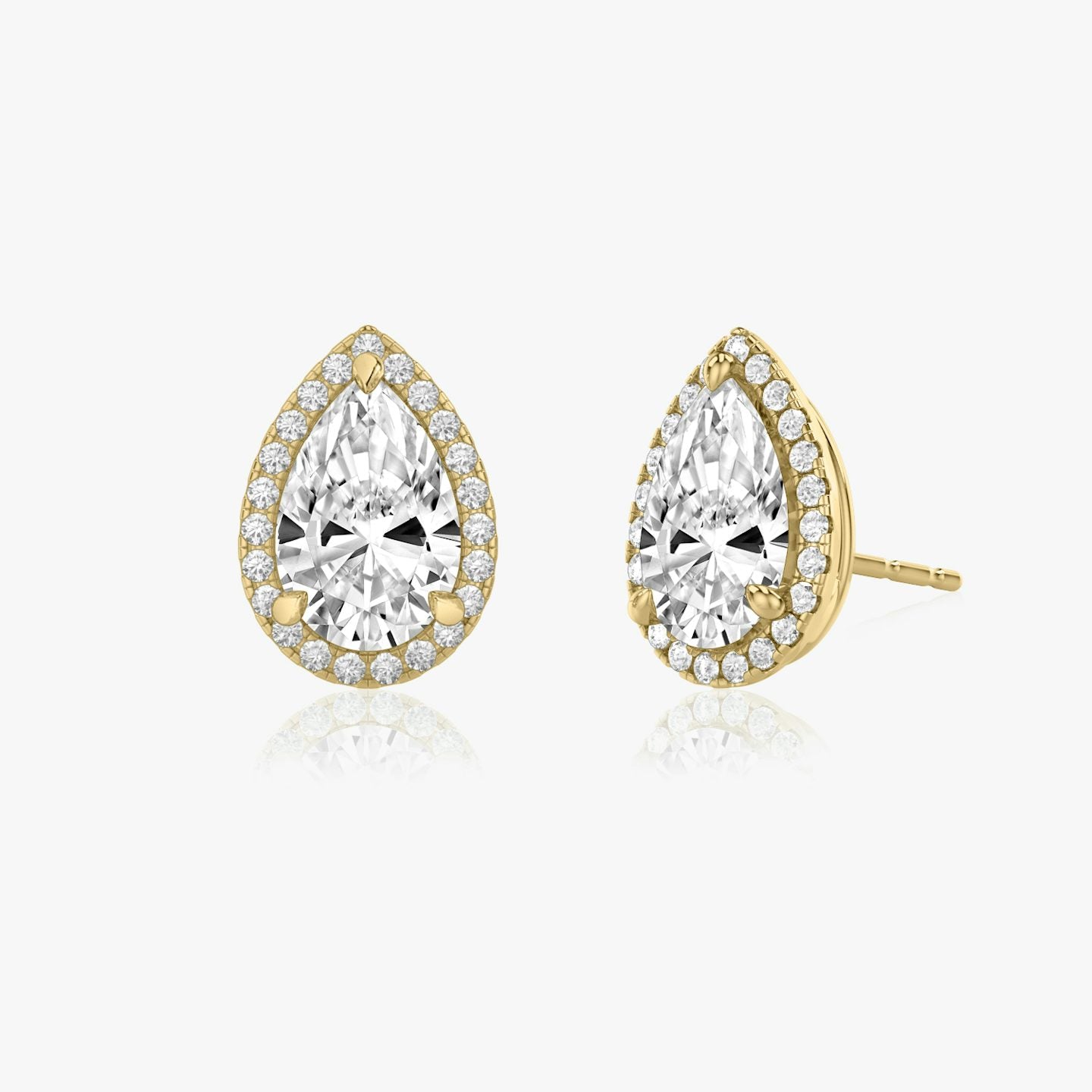 Pear Halo Stud