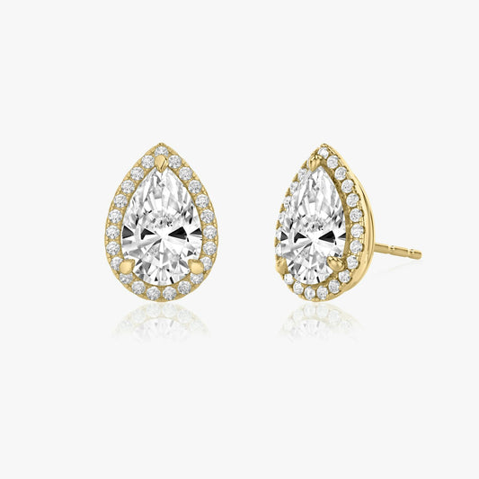 Pear Halo Stud