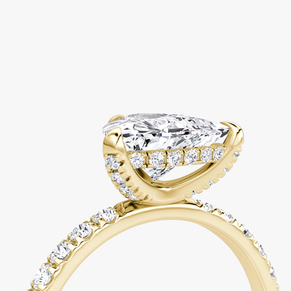 The Classic Hidden Halo Trillion Engagement Ring in Pave Large Band