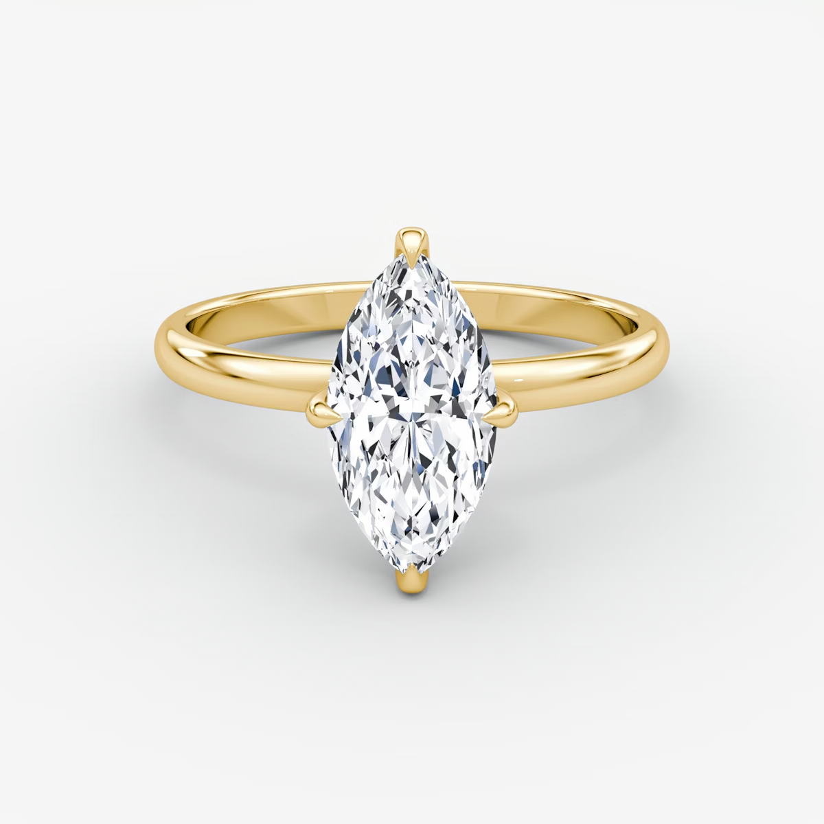 The Classic Hidden Halo Marquise Engagement Ring in Plain Large Band