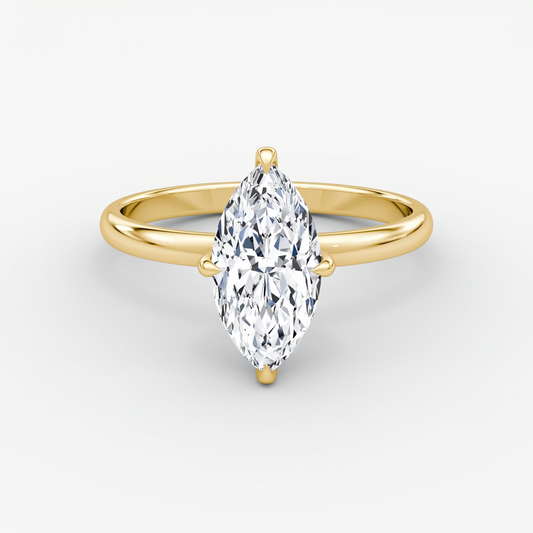 The Classic Hidden Halo Marquise Engagement Ring in Plain Large Band