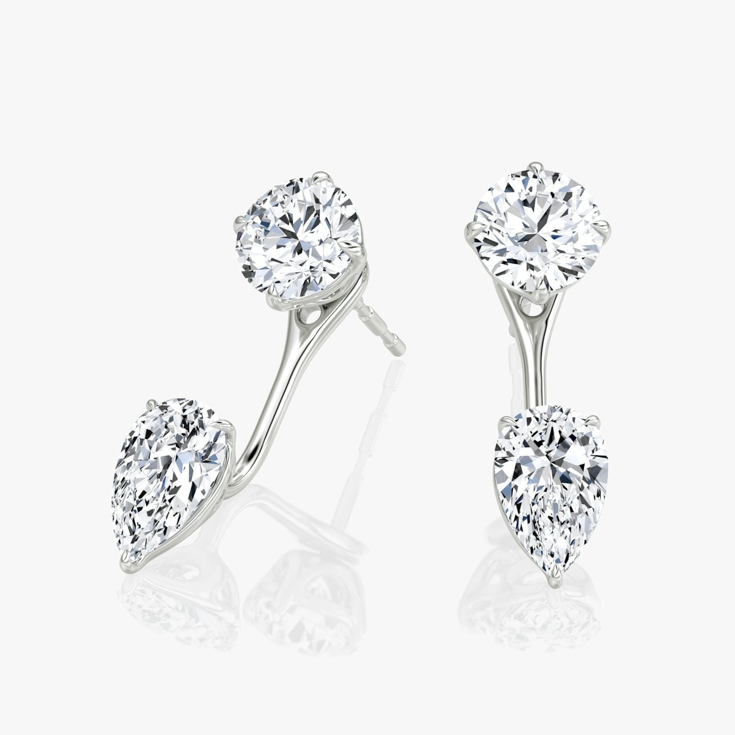 Round Solitaire Stud & Pear Ear Jacket